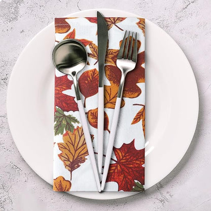 Urban Villa Cloth Napkins Set of 12 20x20 Inches 100% Cotton Napkins Cloth Washable Durable Reusable Absorbent Table Dinner Napkins Cloth for Thanksgiving Hotel Lunch Restaurant Parties – Leaves Print