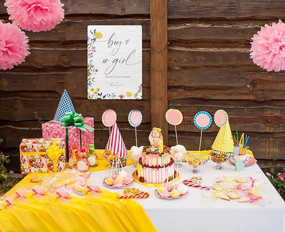 Boy or Girl Wear Your Guess Baby Shower Sign, Floral Wooden Table Sign with Stand and Hook, 5x7 inches, Free-standing/Hanging, Home/Office Decor