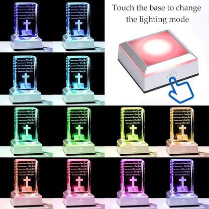 Movdyka 3D Crystal Christian Gifts for Women Men Faith, Inspirational Bible Verse Religious Gift Keepsake with Colorful LED Night Light, Get Well Spiritual Gifts Ideas for Birthday