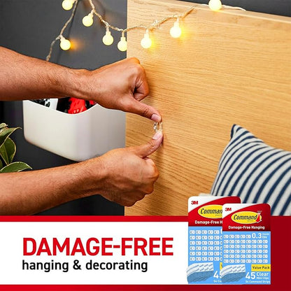 Command Indoor Mini Light Clips, Damage Free Hanging Christmas Light Clips, Mini Wall Clips for Hanging Indoor Christmas Decorations, Lights and Cables, 90 Clear Clips and 108 Strips