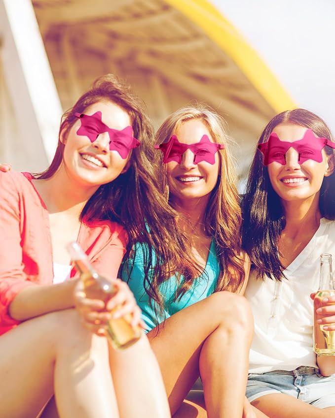 PLULON Star Sunglasses for Women Girls, Color Rimless Star Shaped Sunglasses Bulk for Adults Beach Birthday Swim Pool