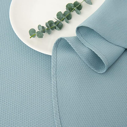 maxmill Round Textured Tablecloth Spill-Proof Wrinkle Free Soft Jacquard Table Cloth for Circular Table Cover, for Dining Room Buffet Banquet Parties Holiday Dinner, 70 Inch Dusty Blue