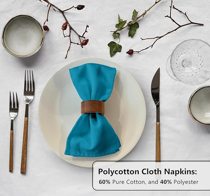 Zoyer Cloth Napkins Set of 4, 18x18 Inches Cotton Enrich Napkins Cloth ‎Washable, Soft & Durable Dinner Napkins for Parties, Wedding, Christmas, ‎Thanksgiving & Everyday Use - Teal