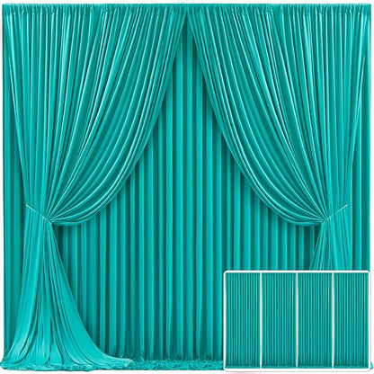 4 Panels Turquoise Backdrop Curtain for Parties Wrinkle Free Photo Backdrops Drapes Background Fabric Decoration for Baby Shower Wedding Birthday Party 20ft(W) x 10ft(H)