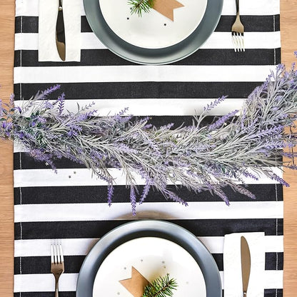 MAKHOT Spring Summer Lavender Purple Garland, 6Ft Lavender Artificial Green Garland, Fake Silver LavenderLeaves Vines for Wedding Mantle Party Arch Porch Stair Table Door Home Decor (Light Purple)