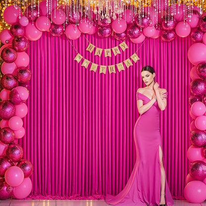 10x10 Fuchsia Backdrop Curtain for Parties Birthday Party Wrinkle Free Hot Pink Photo Curtains Backdrop Drapes Fabric Decoration for Wedding 5ft x 10ft,2 Panels