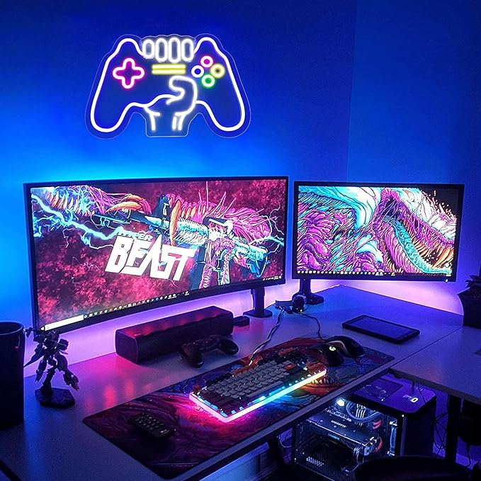 Gamer Neon Sign, Dimmable Gaming Neon Sign, Gaming lights For Wall Game room decor - Best Gamer Gifts for Boys, Kids