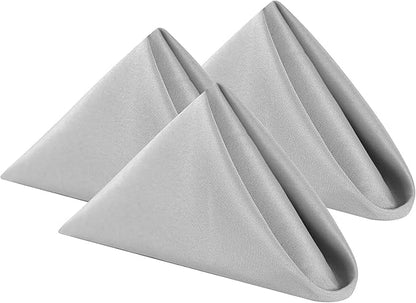 Cloth Napkins 17x17 inch Washable Polyester Dinner Napkins Soft Table Napkins for Wedding Party Dining Banquet(Silver,25PCS)