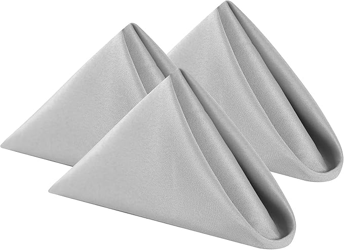Cloth Napkins 17x17 inch Washable Polyester Dinner Napkins Soft Table Napkins for Wedding Party Dining Banquet(Silver,50PCS)