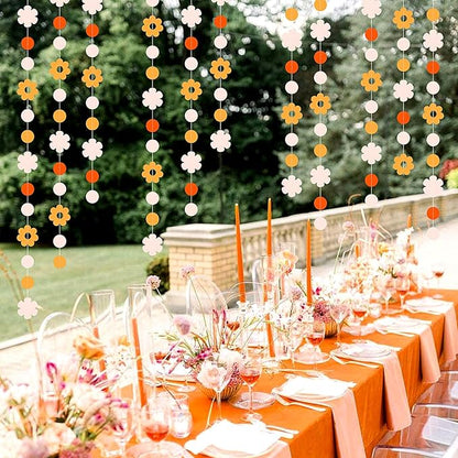 Fall-Boho Pink-Orange Thanksgiving Party-Decorations Garland - 64Ft Autumn Harvest Friendsgiving Paper Streamers Banner,Birthday Bridal Wedding Engagement Bachelorette Decor Ouruola