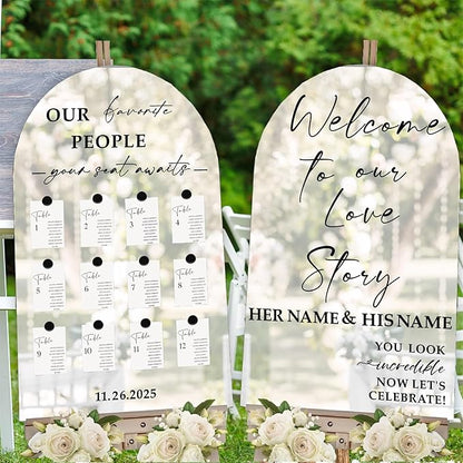 Custom Wedding Mirror Vinyl Decals Personalized Wedding Welcome Signs DIY Bride and Groom Names Stickers Welcome to Our Love Story Sign for Reception Display Party Entry Weddings Letters Decoration