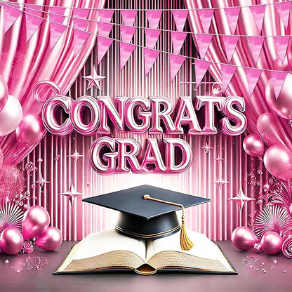 130FT Pink Glitter Triangle Pennant Banner Flag Metallic Bunting Fabric Garland for Christmas Graduation Wedding Engagement Anniversary Bachelorette Birthday Bridal Shower Valentine's Party Decor