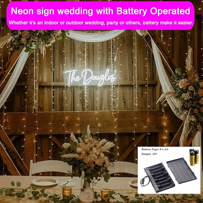 Custom Neon Sign Wedding, Personalized LED Name Logo Lights for Reception, Light up Neon Signs Customizable for Bedroom Wall Decor Kids Girls Boys Xmas Gift, Birthday Party, Office Business (16-60")