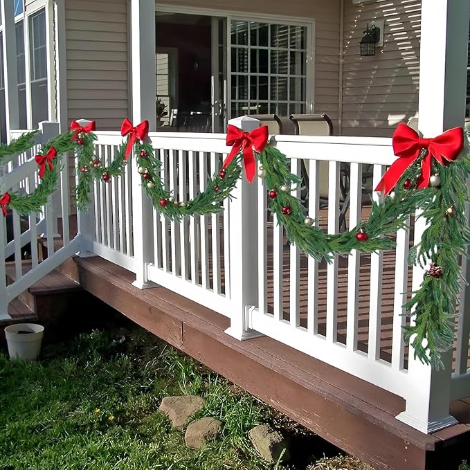 2 Pcs Norfolk Pine Garland,12FT(2 * 6FT) Real Touch Christmas Garland Artificial Greenery Garland for Mantle,Table, Wall, Indoor, Outdoor Christmas Decorations