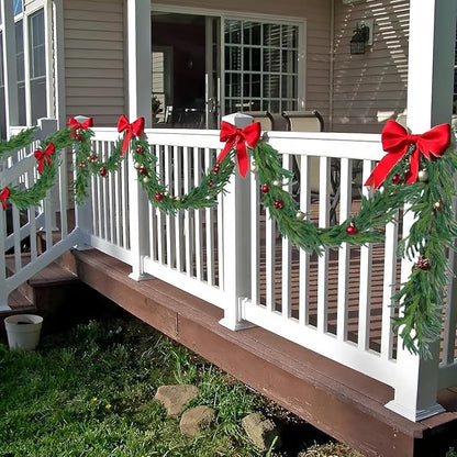 2 Pcs Norfolk Pine Garland,12FT(2 * 6FT) Real Touch Christmas Garland Artificial Greenery Garland for Mantle,Table, Wall, Indoor, Outdoor Christmas Decorations