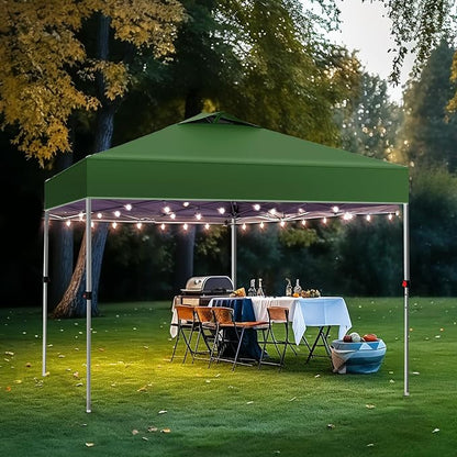 PHI VILLA Outdoor Pop up Canopy 10'x10' Tent Camping Sun Shelter-Series Party Tent, 100 Sq. Ft of Shade (Green)