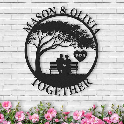 Personalized Anniversary Wedding Gifts for Couples, Custom Metal Sign with Couples Name and Date, Last Name Sign, Metal Art Wall Decor, Home Decor, Engagement Bridal Shower Gifts Color07