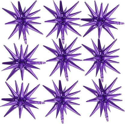 Purple Star Balloons,9Pcs 22Inch Dark Purple Explosion Spike Cone Helium Polyester Film Star Foil Balloons for Birthday Halloween Graduation Anniversary Baby Shower Party Decorations