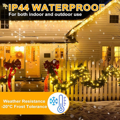 2 Pack Christmas String Lights Battery Operated with 8 Modes, 66FT 200 LED Fairy Lights with Timer, Waterproof Twinkle Lights for Indoor and Outdoor Christmas Decorations(Warm White)