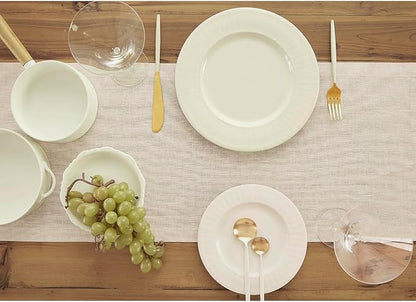 Solino Home Linen Table Runner 36 Inches - 100% Pure Linen Light Natural Table Runner 14 x 36 Inch Ideal for Dresser and Coffee Tables - Fall, Autumn, Holiday - Athena