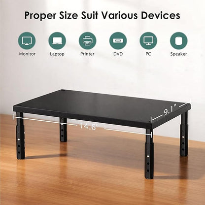 OPNICE Desk Organizers and Accessories, Adjustable Computer Monitor Stand Riser, Laptop Stand for Desk, Office Desk Accessories & Workspace Organizers for Home Office, Black-2P