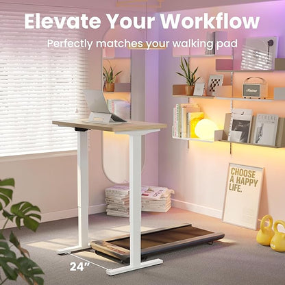 HUANUO Electric Standing Desk, 40 x 24 Inch Height Adjustable Computer Desk with Storage Bag, 4 Height Memory Settings, Sit Stand Up Desk for Home Office, Light Walnut