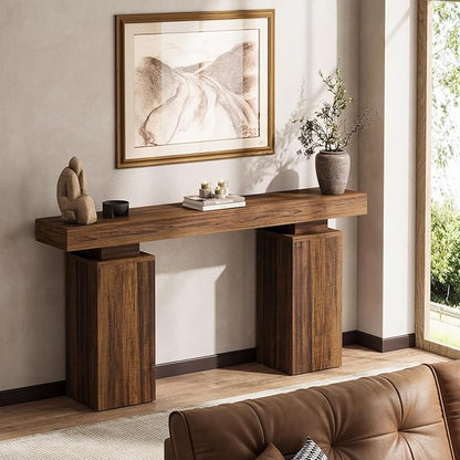 Tribesigns 63-Inch Long Console Table, Farmhouse Entryway Table Behind Couch, Wooden Foyer Stand Entry Station, Modern Hallway Accent Furniture for Living Room Decor, Entrance, Brown