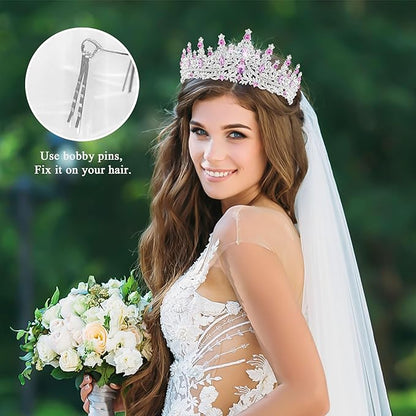 TAROSE Silver Tiaras for Women and Girls, Crystal Gold Crowns for Women, Hair Accessories for Bride/Halloween/Prom/Birthday