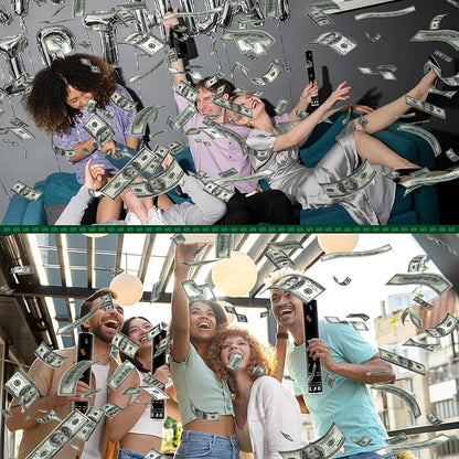 Confetti Cannon Party Poppers 12 Pack 100 Dollar Bill Money Paper Make it Rain 12 inch Confetti Shooters Bill Launcher for Business Signing Opening Activities Birthday Party Celebration