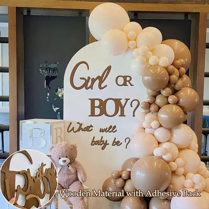 Large Wooden Gender Reveal Party Decorations Decals for Backdrop Boy or Girl What Will Baby Be Signs Oh Baby Shower Balloon Arch Stickers He or She Letters Sign Pregnancy Party Banner Photo Props