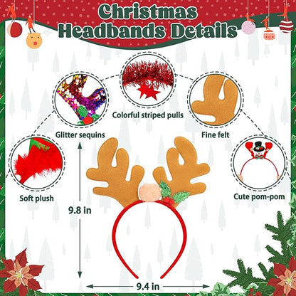 Christmas Party Favors, Cute Christmas Glasses Headbands Set, Christmas Headwear, Christmas Glasses Frame