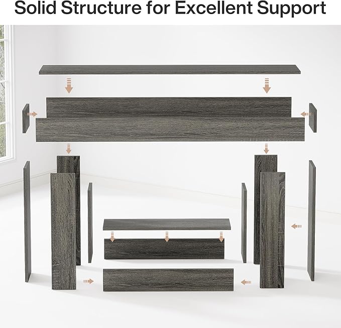 Tribesigns 63" Console Table, Farmhouse 2-Tier Entryway Table with U-Shaped Base, Narrow Long Wood Sofa Table Behind Couch Table for Living Room, Hallway, Foyer, Gray