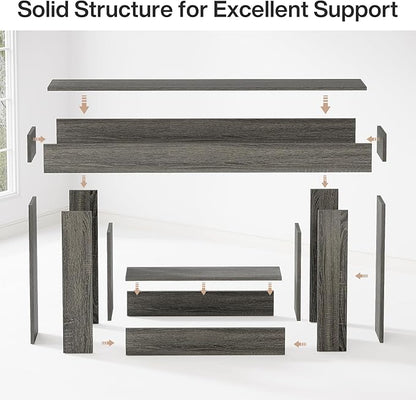 Tribesigns 63" Console Table, Farmhouse 2-Tier Entryway Table with U-Shaped Base, Narrow Long Wood Sofa Table Behind Couch Table for Living Room, Hallway, Foyer, Gray