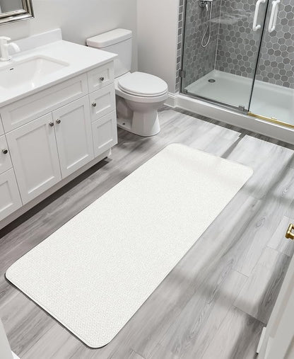 Bath Mat,Ultra Thin Bathroom Runner Rugs,Large Bath Mats for Bathroom,Quick Dry,Non-Slip,Machine Washable,Low Pile,Bath Rug,Shower Outside,Sink,Home Decor Accessories.Cream,1'9"x3'11"（21x47inch）