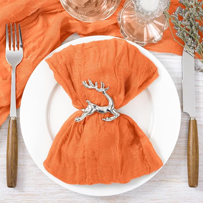 Socomi Orange Cheesecloth Napkins Fall Thanksgiving Cheese Cloths Gauze Set of 50 Boho Washable Dinner Table Napkins for Wedding Party Baby Shower Birthday Party Decor
