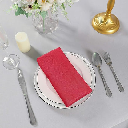 Cloth Napkins 17x17 inch Washable Polyester Dinner Napkins Soft Table Napkins for Wedding Party Dining Banquet(Red,12PCS)