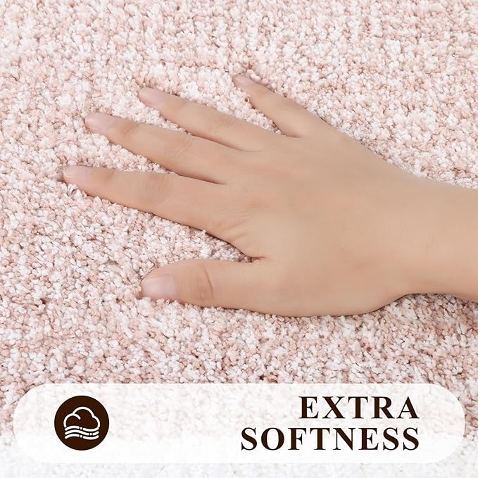 Pauwer Bathroom Rug Set, Non Slip Mats, Absorbent Shower Rugs for Tub & Floor, Machine Washable, Dusty Pink