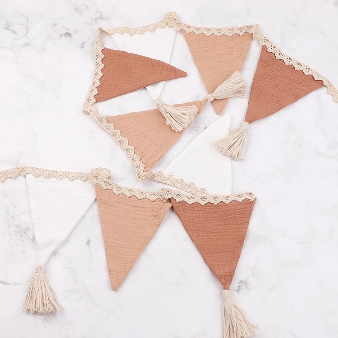 Multicolor Pennant Banner Flags, Boho Weddings Boho Birthday Party Decorations Light Brown Fabric, Wall Christmas Tree Decoration 9 Flags Helloween Day Christmas Party Nursery Playroom Decor