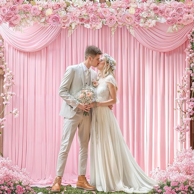 8 x 10 ft Baby Pink Backdrop Curtains Photo Background Panels Wrinkle Free Drapes for Backdrop Soft Long Curtains for Backdrop Decoration Princess Birthday Parties Wedding Bridal Shower