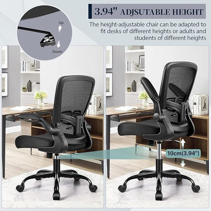 FelixKing Office Chair, Ergonomic Desk Chair with Adjustable Height and Lumbar Support Swivel Lumbar Support Desk Computer Chair with Flip up Armrests for Conference Room (Black),Pack of 2