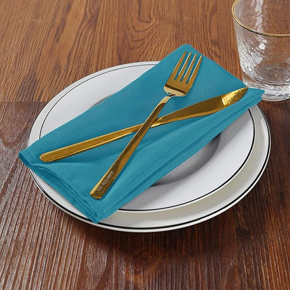 Cloth Napkins 17x17 inch Washable Polyester Dinner Napkins Soft Table Napkins for Wedding Party Dining Banquet(Caribbean Blue,100PCS)