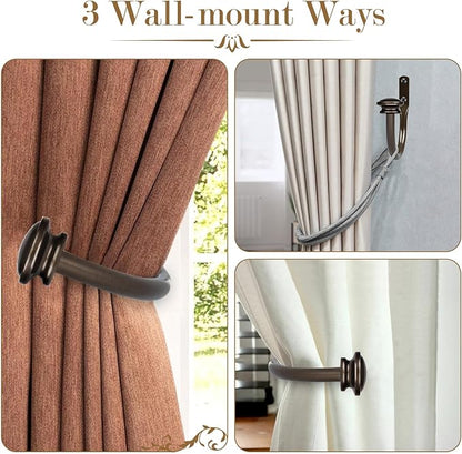 TONIAL Curtain Holdbacks 2 Pack, Decorative Window Drapery Tiebacks for Wall with Small Finials (1 Pair/2 Pack), Bronze