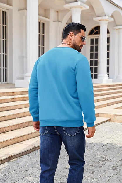 Boladeci Men's Full Sherpa Lined Crewneck Sweatshirts Heavy-weight Fleece Pullover Thick Thermal Long Sleeve Cotton