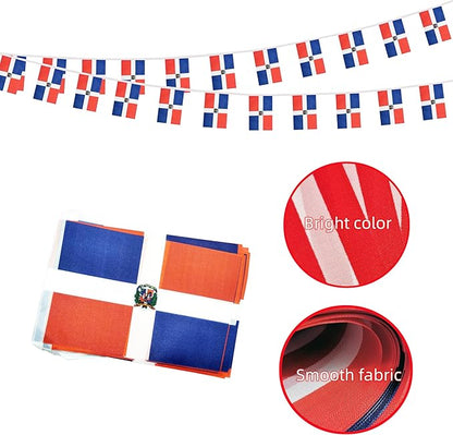 Dominica Small String Flags, 50 Feet 38 Pcs Dominican Pennant Banner Bunting Flags, Patriotic Events, Independence Day, Country Festival, Commemoration, Decorations (Dominica)