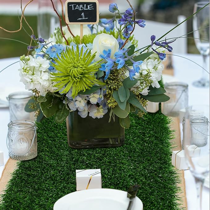 XLX TURF Christmas Artificial Grass Table Runner 12 x 60 Inch, Green Faux Turf Tabletop Centerpiece Decor Football Golf Themed Birthday Party Wedding Baby Shower Home DIY Crafts