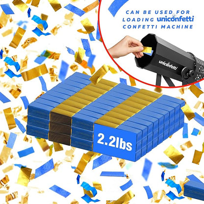 Blue & Gold Confetti Paper - BULK 2.2lbs | 1kg, Biodegradable Tissue Paper, Rainbow Light Weight, Non-Staining Paper, for Events, Crafts, Decorations