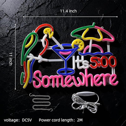 Somewhere Neon Sign, USB Powered, 11.4"×11" Dimmable Metal LED Neon Lights, Wall Decor for Bedroom, Party Pub, Kids' Room, Home Decoration, Man Cave, Gaming Room