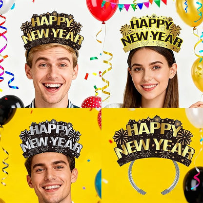 KKBES 12 Pieces Happy New Year Headbands, New Years Eve Party Hats, 2026 New Years Eve Party Supplies