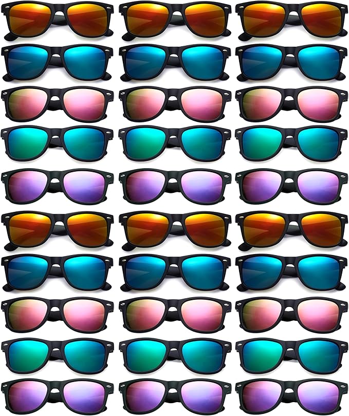 Fsmiling Neon Sunglasses Bulk Adult Party Sunglasses 80s Glasses Shades for Men Women Party Favors-30 Pack,UV Protection