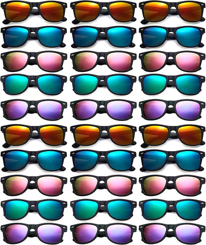 Fsmiling Neon Sunglasses Bulk Adult Party Sunglasses 80s Glasses Shades for Men Women Party Favors-30 Pack,UV Protection